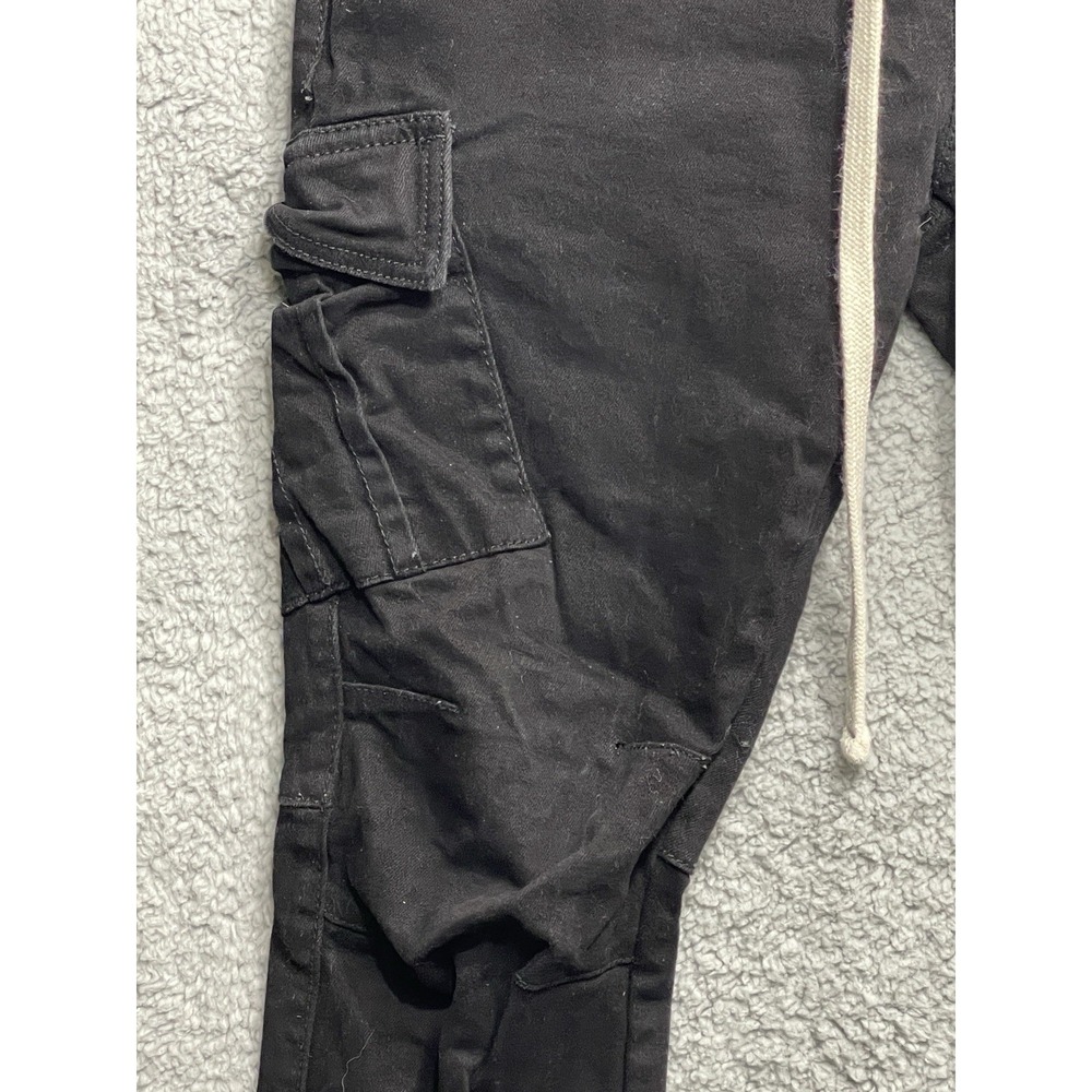 MNML Streetwear Cargo Jogger Pants Black Size L Drawstring Zip Ankle Pockets - Picture 6 of 12